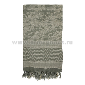 Шарф шемах хлопковый песочно-оливковый (110х110 см)