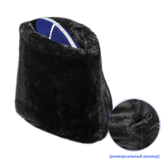 Папаха казачья иск. мех черная (верх - васильковое сукно) универсальный размер