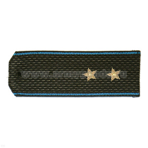 Погоны ВВС-ВДВ-ВКС оливк. с голуб. кантом, вышит. канителью  (прапорщик)