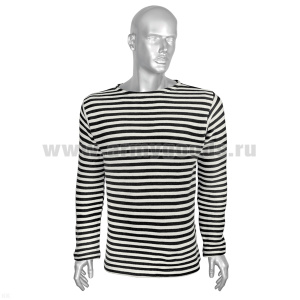 Тельняшка зим. х/б двойной вязки черная (НЕБЕЛЕНАЯ) с кремовой полосой плотность 330 гр/м2 р-ры с 44 по 60  