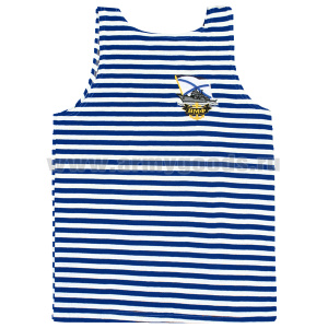 Майка-тельняшка кулирка синяя вышитая ВМФ (корабль)