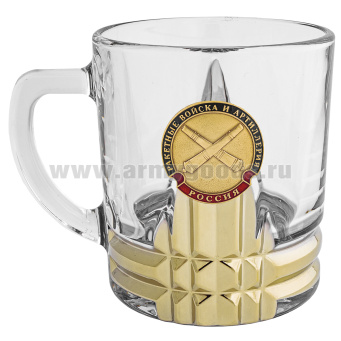 Кружка стекло (0,25 л) с металлизированным напылением и мет накладкой РВиА
