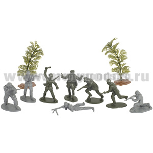 Набор игрушек пластмассовых "Партизаны" (солдатики 8 шт, кусты)