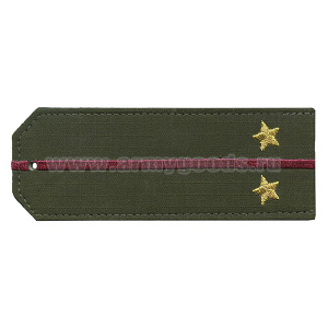 Погоны «машинная вышивка» оливк. (ткань rip-stop) c 1 вышит. краповым просв. с вышитыми звездами (лейтенант) на костюм офисный